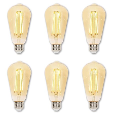 WESTINGHOUSE Bulb LED Dimmablemable 6.5W 120V ST20 Filament 2200K Amber E26 Med Base, 6PK 5317820